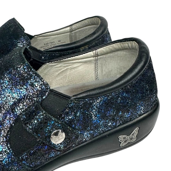 Alegria Kara Blue Metallic Sparkle Leather Clogs Size 40 - Picture 3 of 9